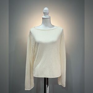 Cream H&M Ribbed Knit Sweater Size M EUC